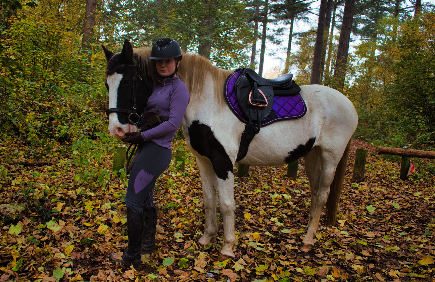 Ladies grey and purple riding tights