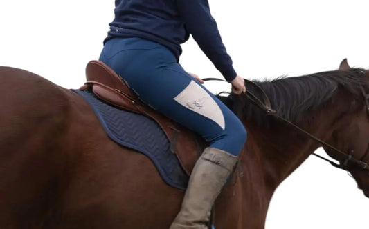 Ladies navy & yellow riding tights DNA equestrian ltd