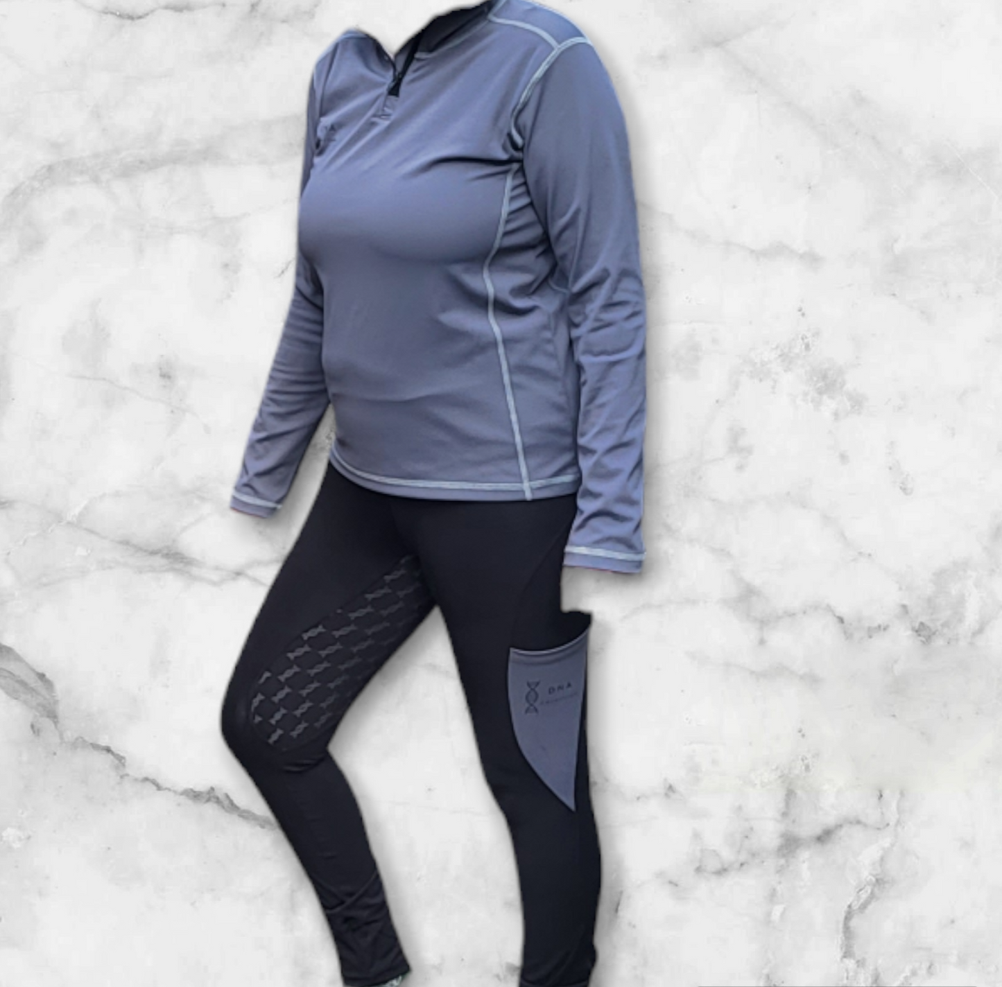 Ladies black and grey riding tights DNA equestrian ltd