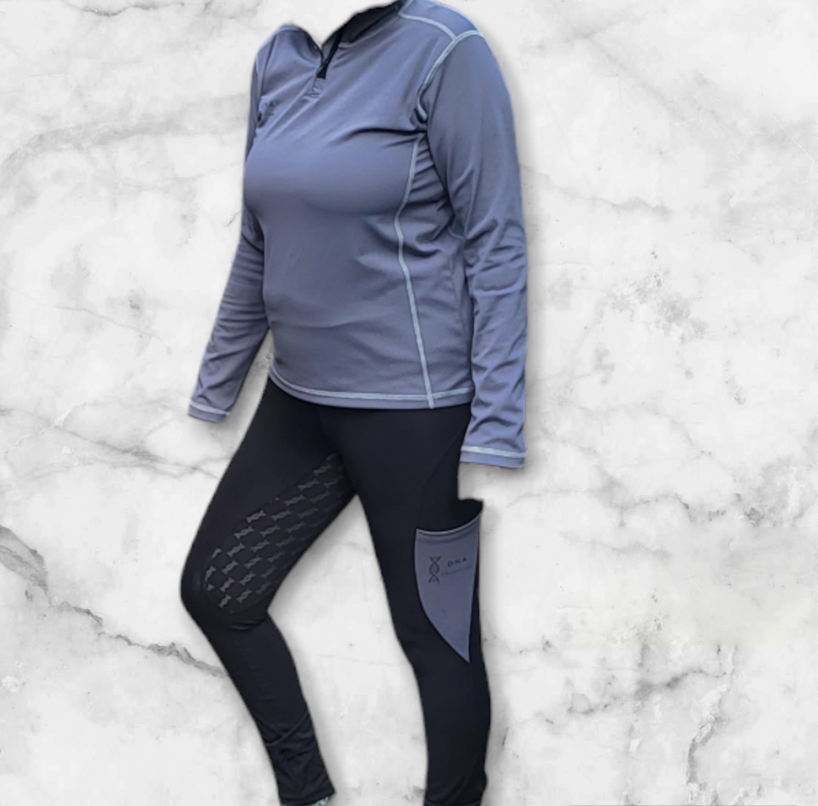 Ladies black and grey riding tights DNA equestrian ltd