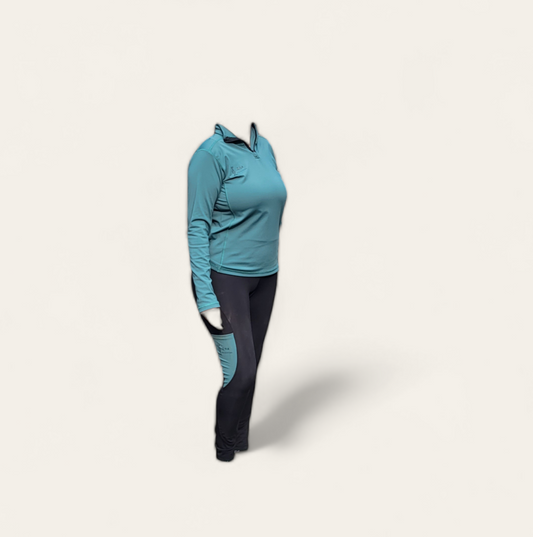 Ladies black and green riding tights DNA equestrian ltd