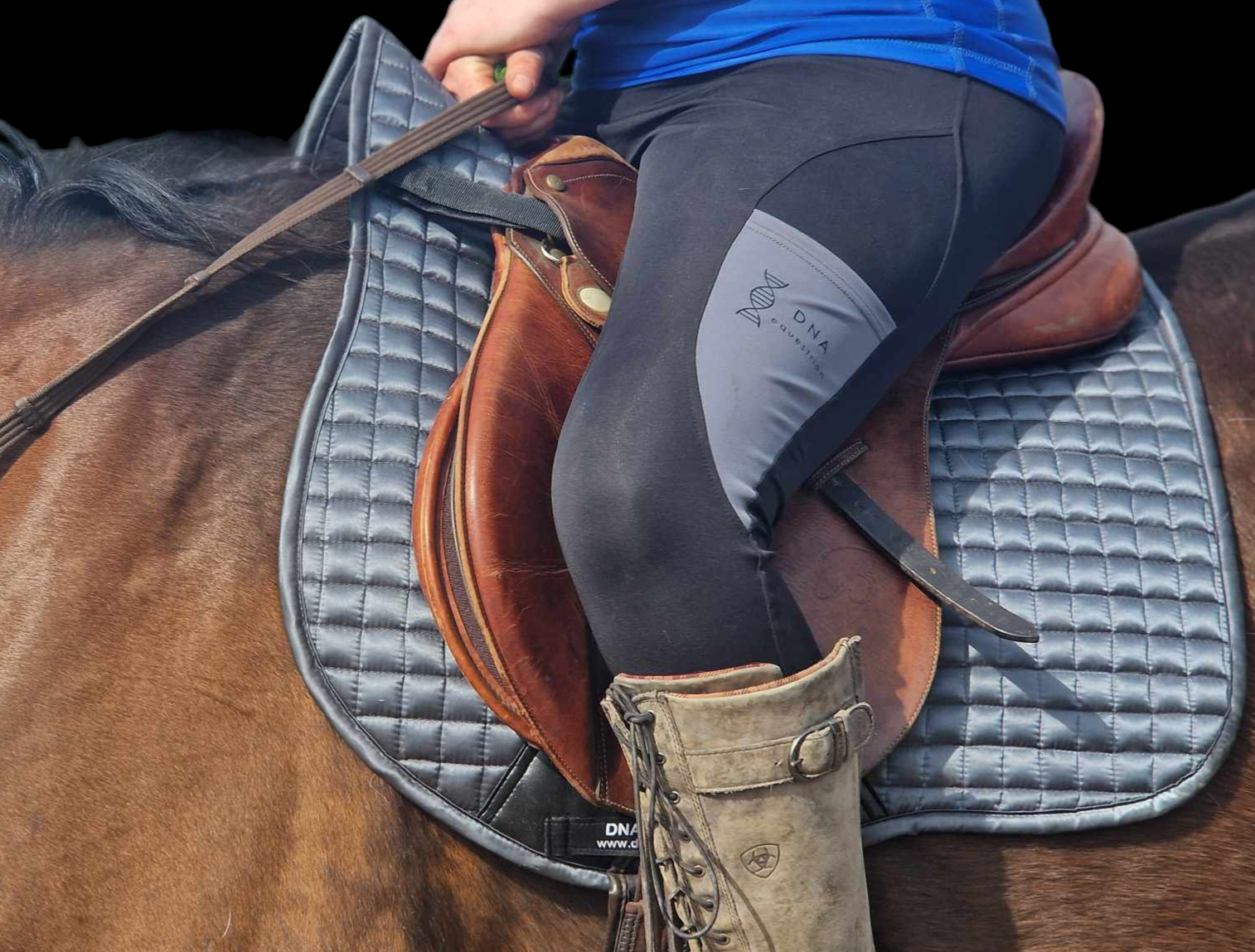 Ladies black and grey riding tights DNA equestrian ltd