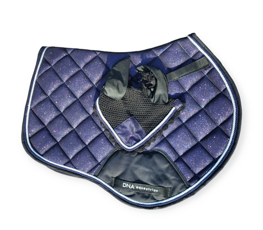 Glitter saddle pad and fly veil set DNA equestrian ltd