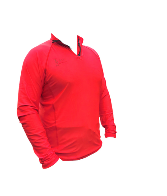 Mens long sleeved summer baselayer in red DNA equestrian ltd