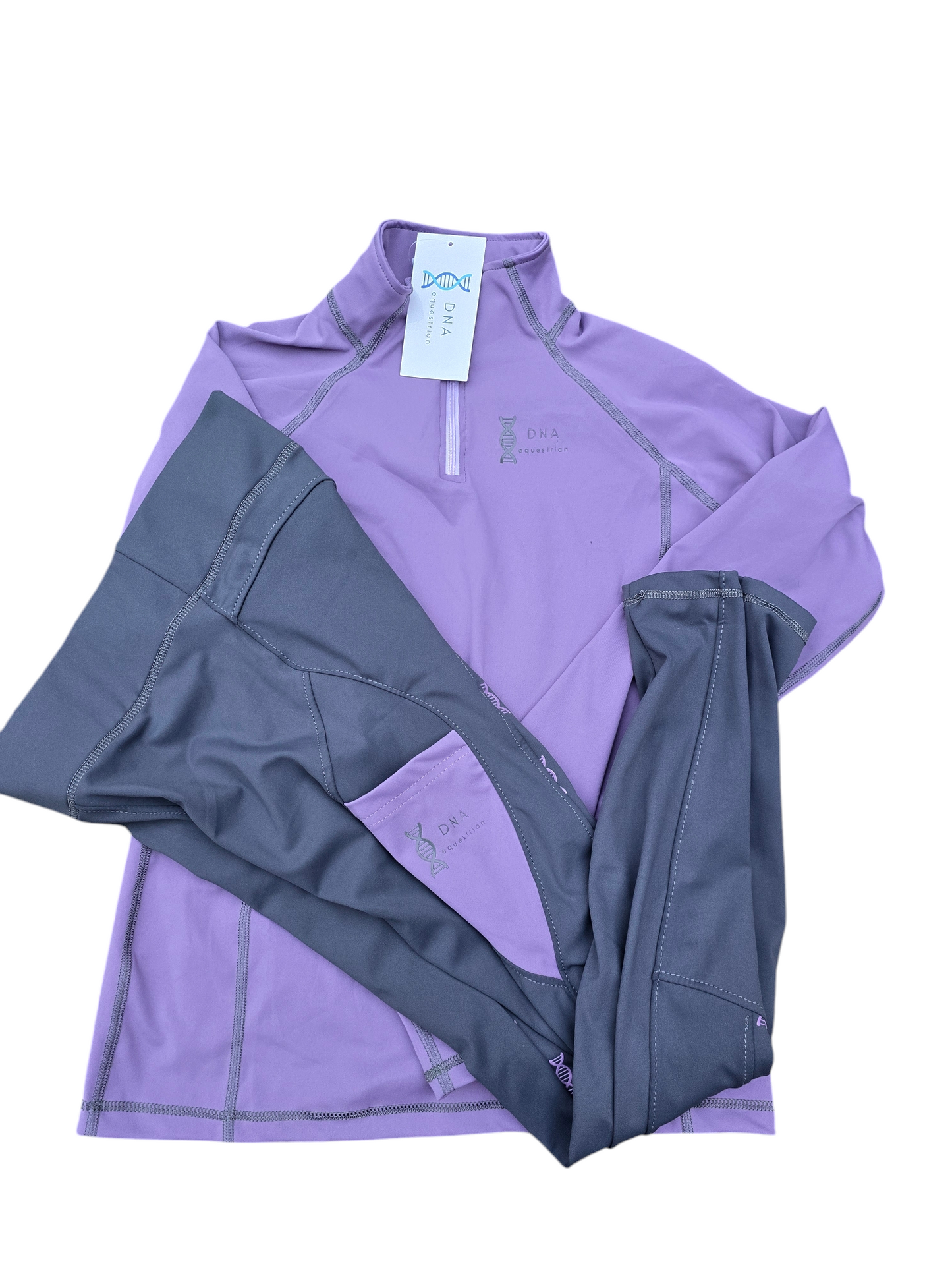 Ladies grey and purple riding tights