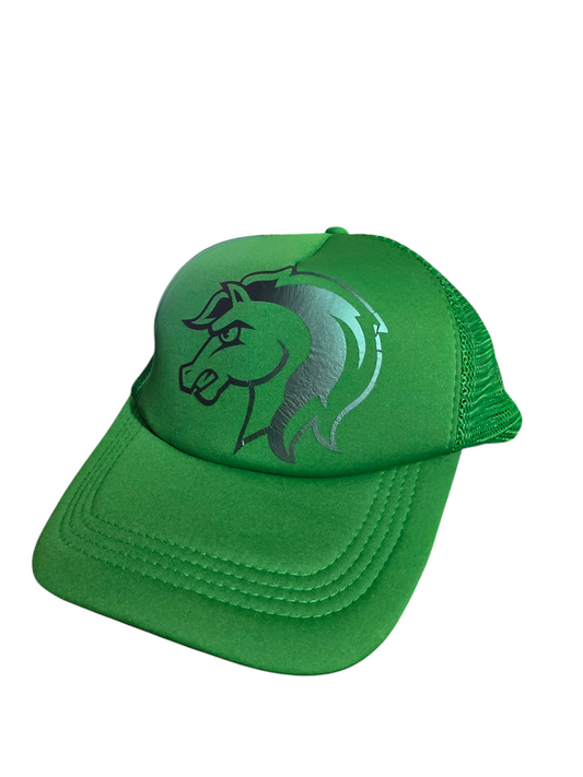 Green baseball cap with horse head