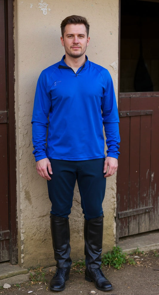 Mens long sleeved summer baselayer in royal blue