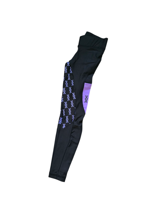 Childrens riding tights in purple/black