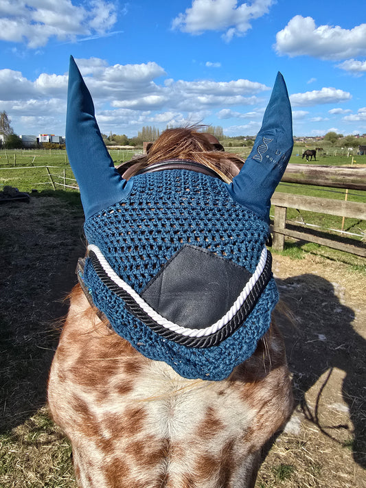 Dark green saddle pad and fly veil set