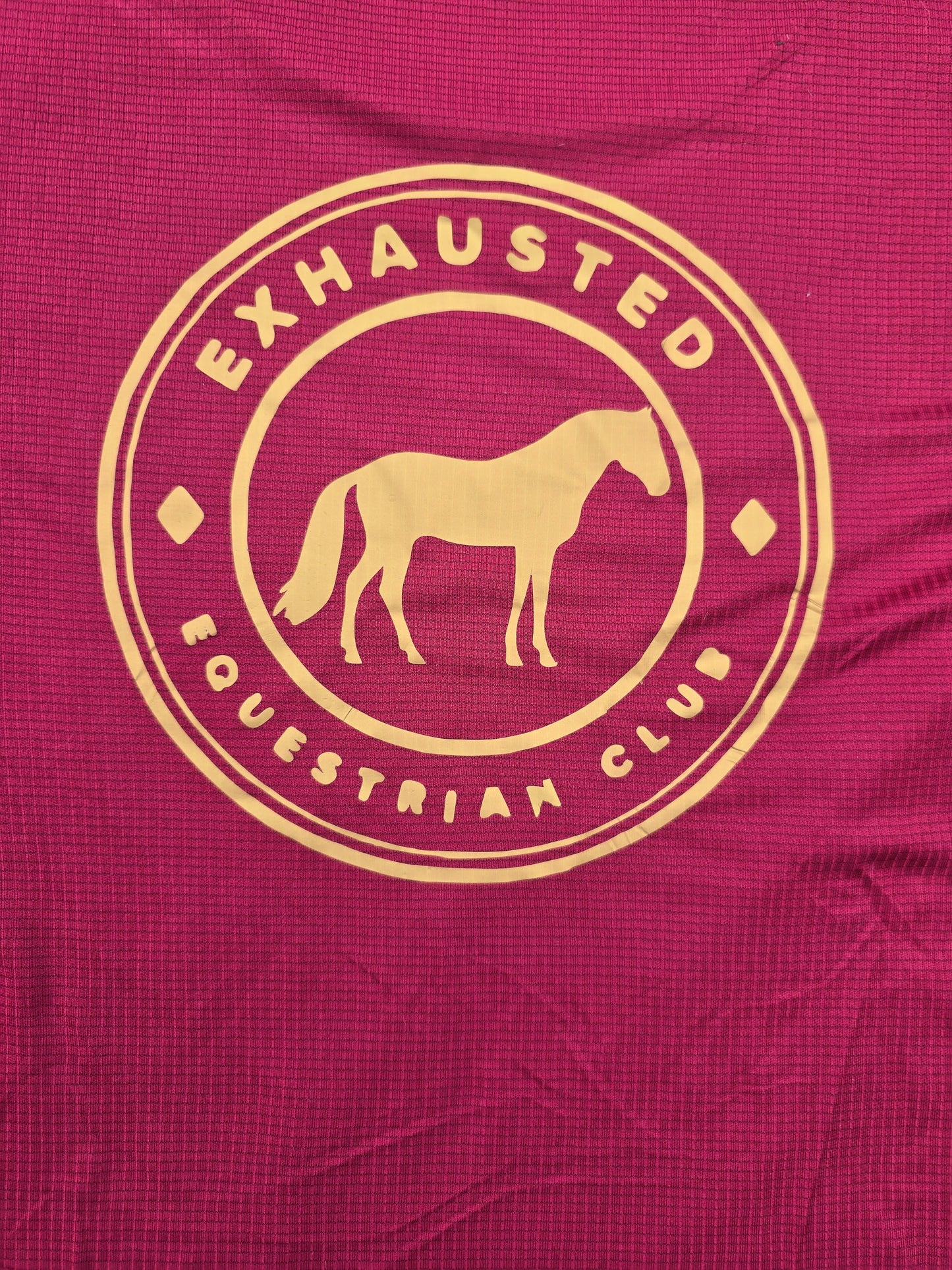 Exhausted equestrian burgundy unisex adult t-shirt