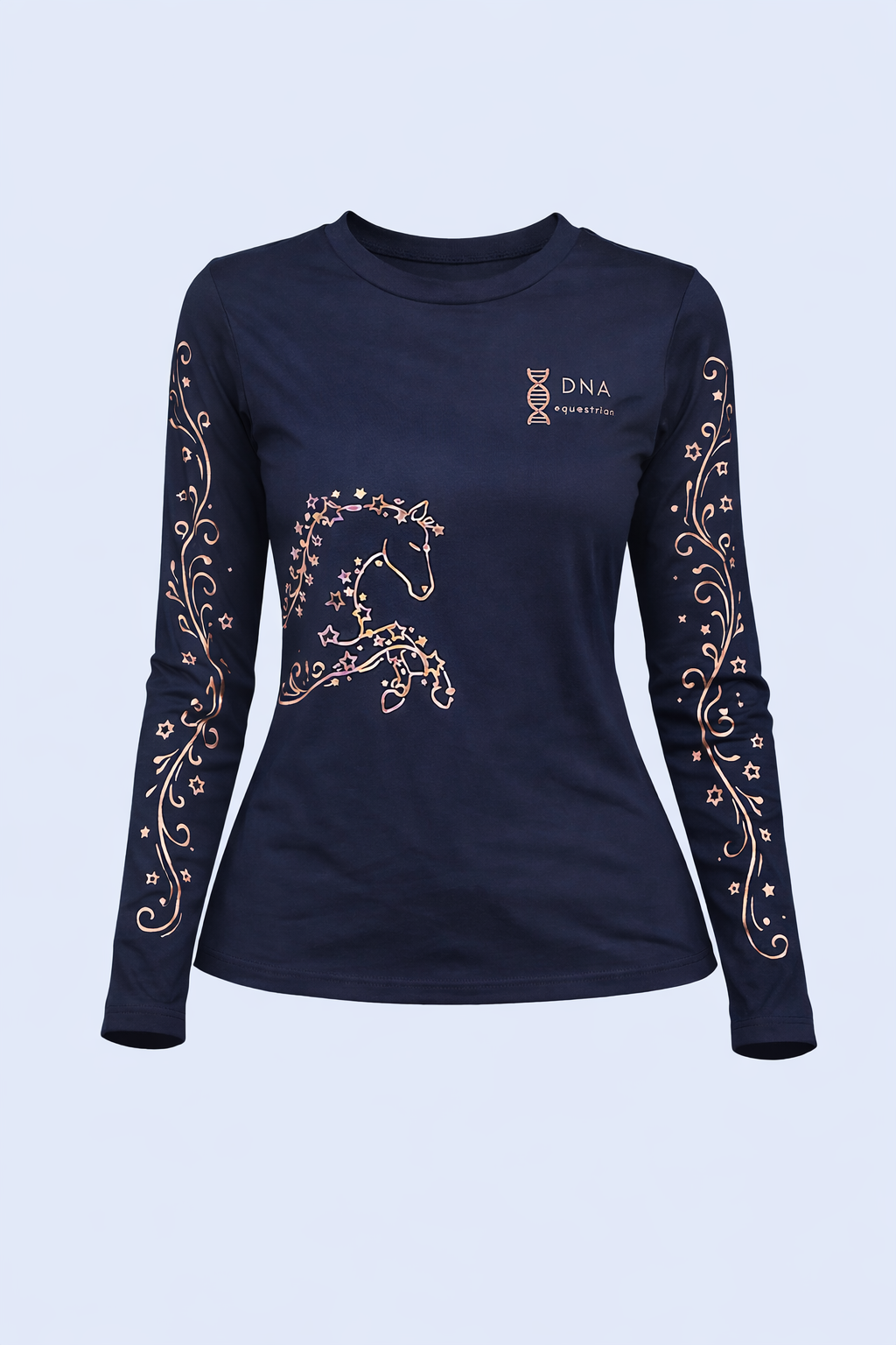 Ladies navy long sleeved star tee