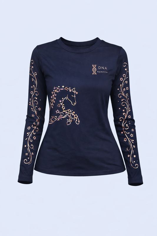 Ladies navy long sleeved star tee