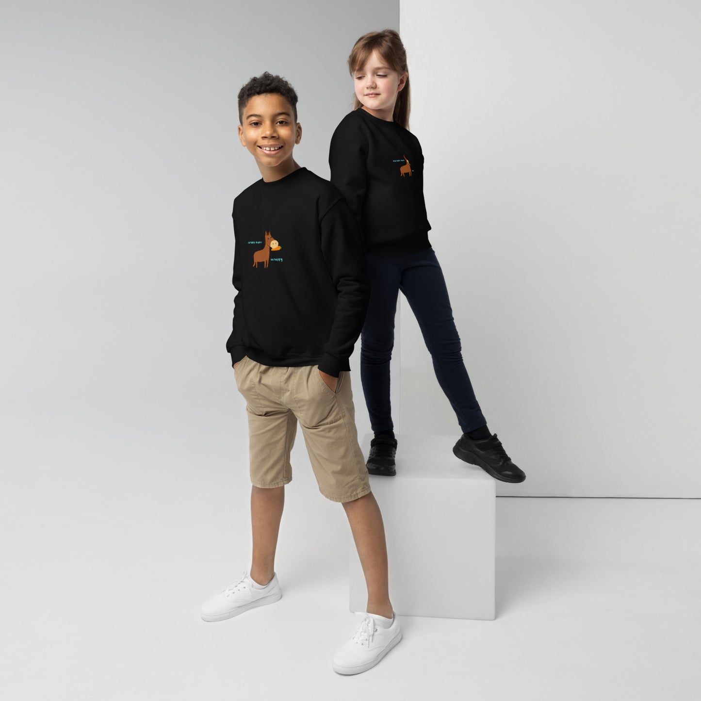 Youth crewneck sweatshirt 'horses make me' DNA equestrian ltd